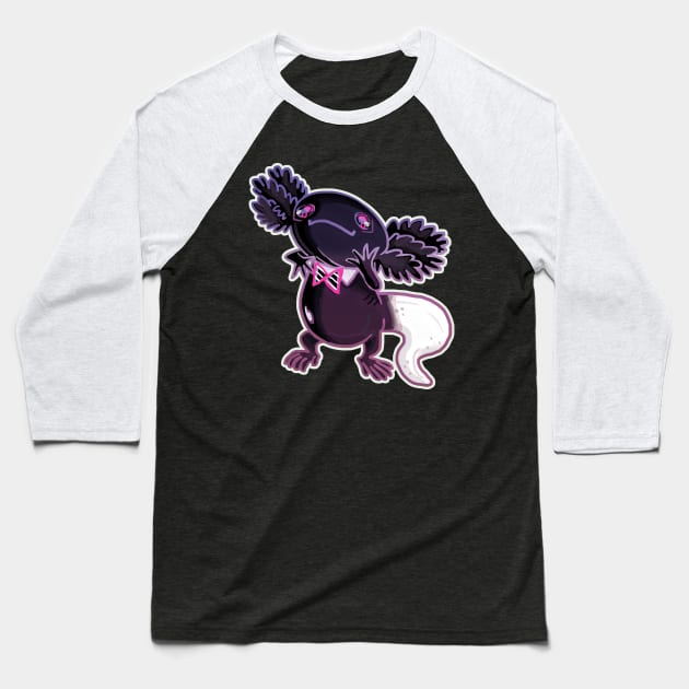 Axolotl black and white mud puppy  1 Baseball T-Shirt by Angsty-angst